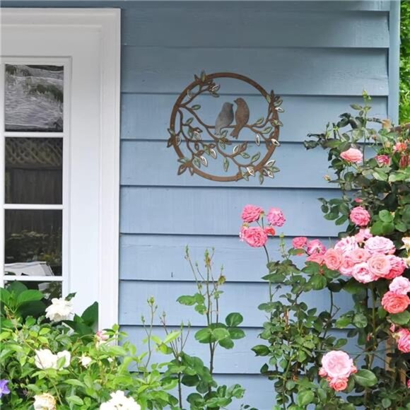 Ferraycle Metal Wall Art Bird on Tree Branch Bird Wall Silhouette Bird Wall Art - Picture 4 of 7